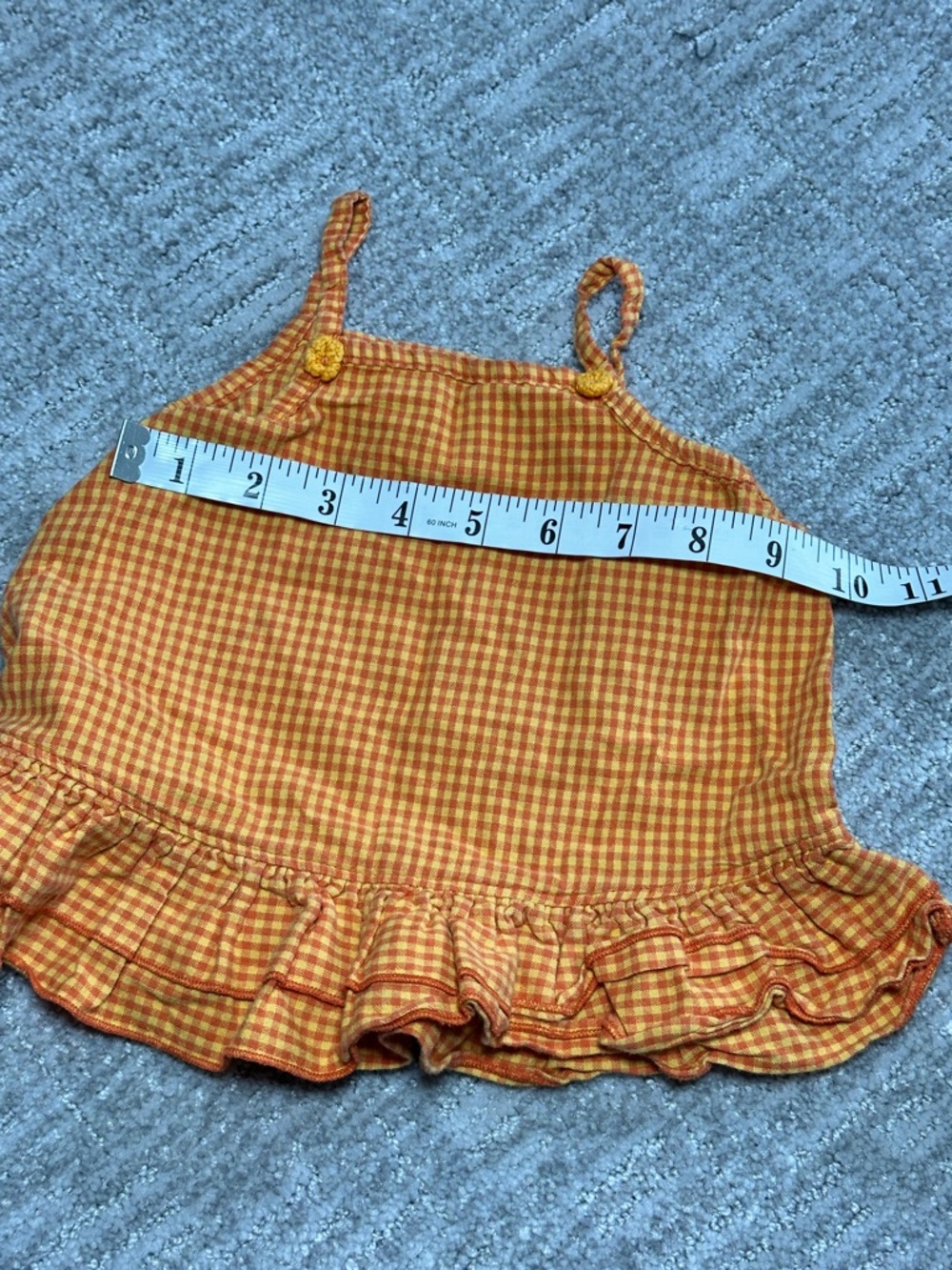 Vintage Orange Gingham Ruffle Tank | Miniwear | 18months | 100% cotton - Picture 6 of 7